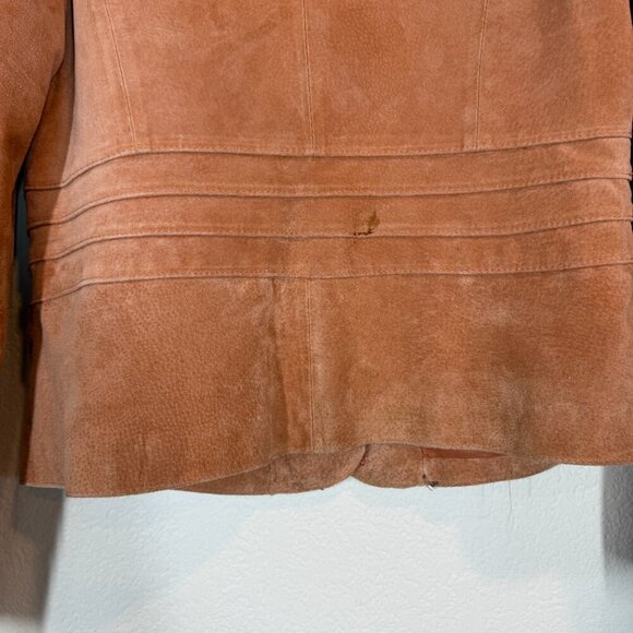 Live a Little Suede Leather Blazer Jacket Orange Western Boho Chic Y2K Medium - Picture 8 of 10